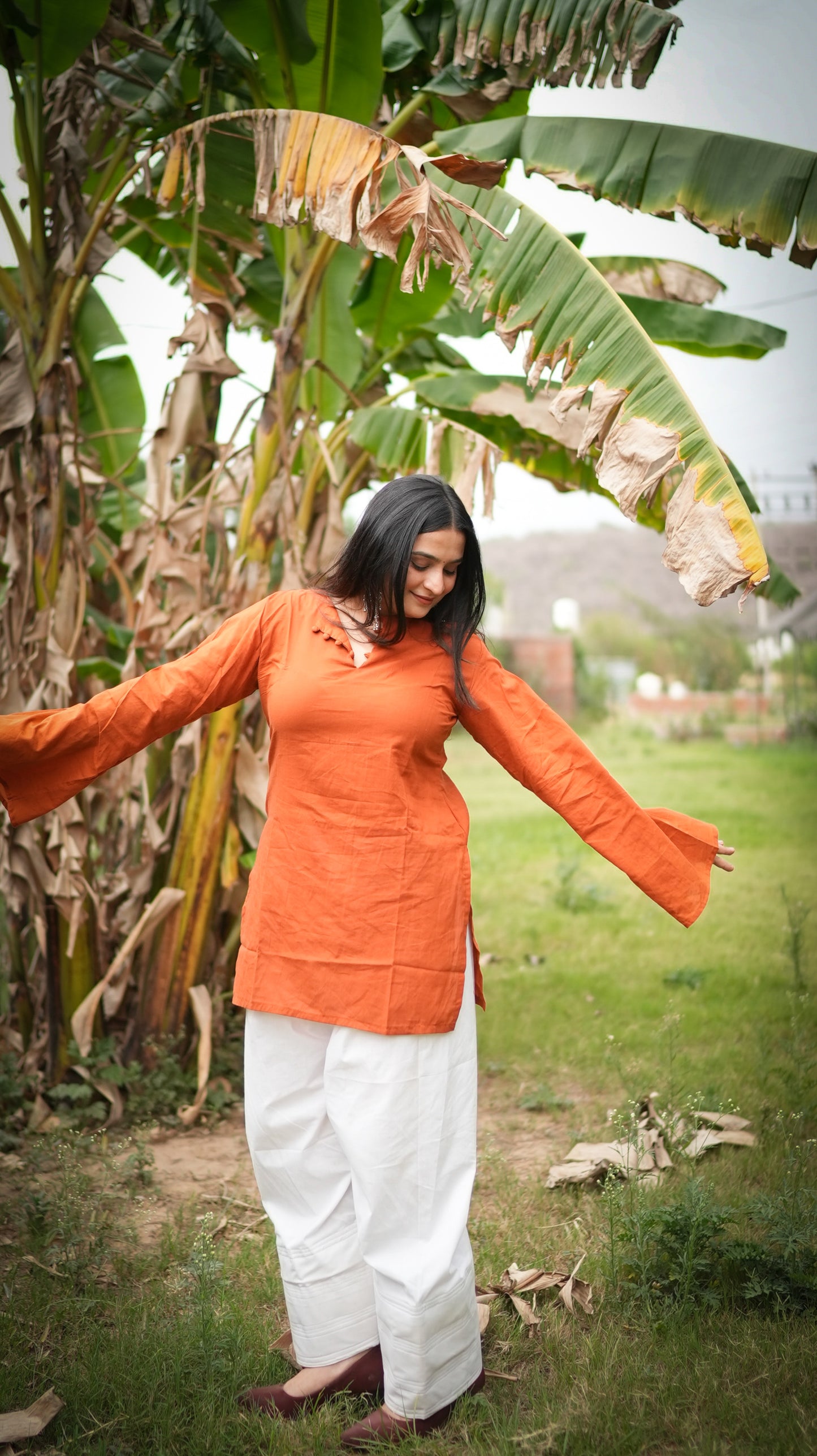 Farshi Mehfil- Rust - Kurti Only