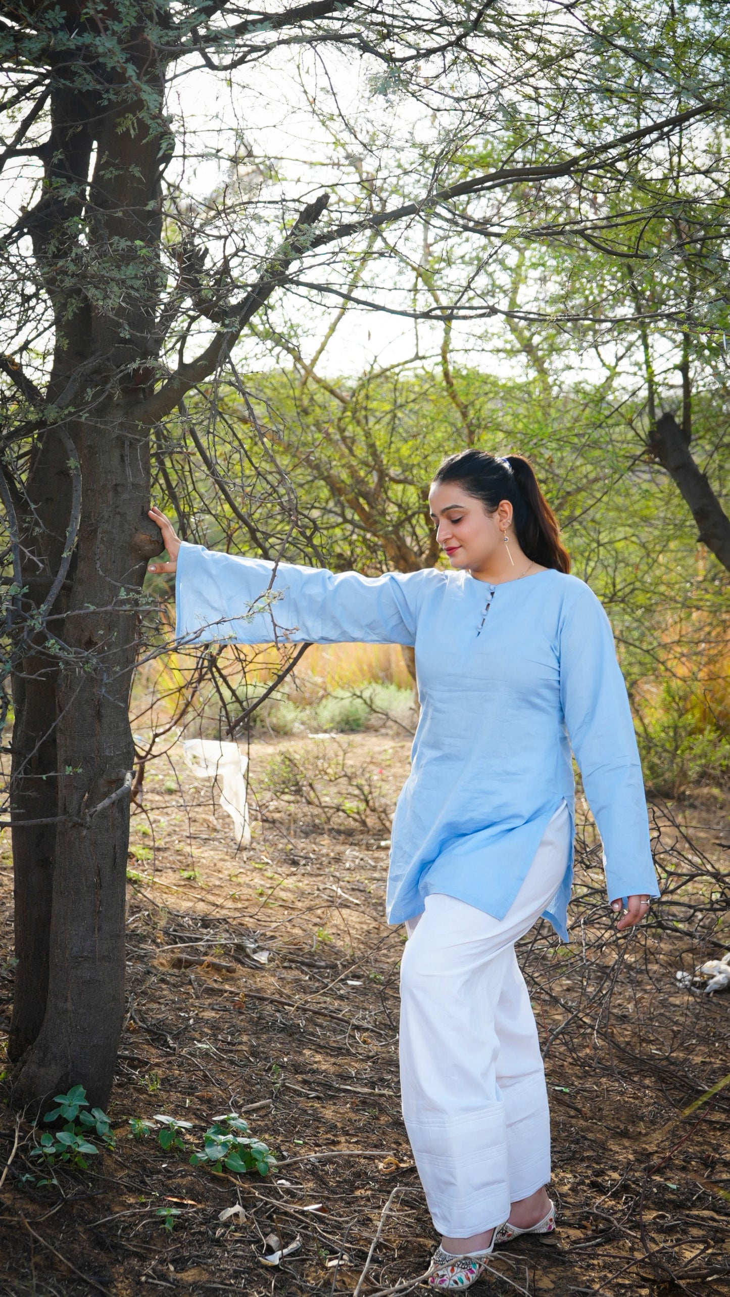 Farshi Mehfil- Blue - Kurti Only