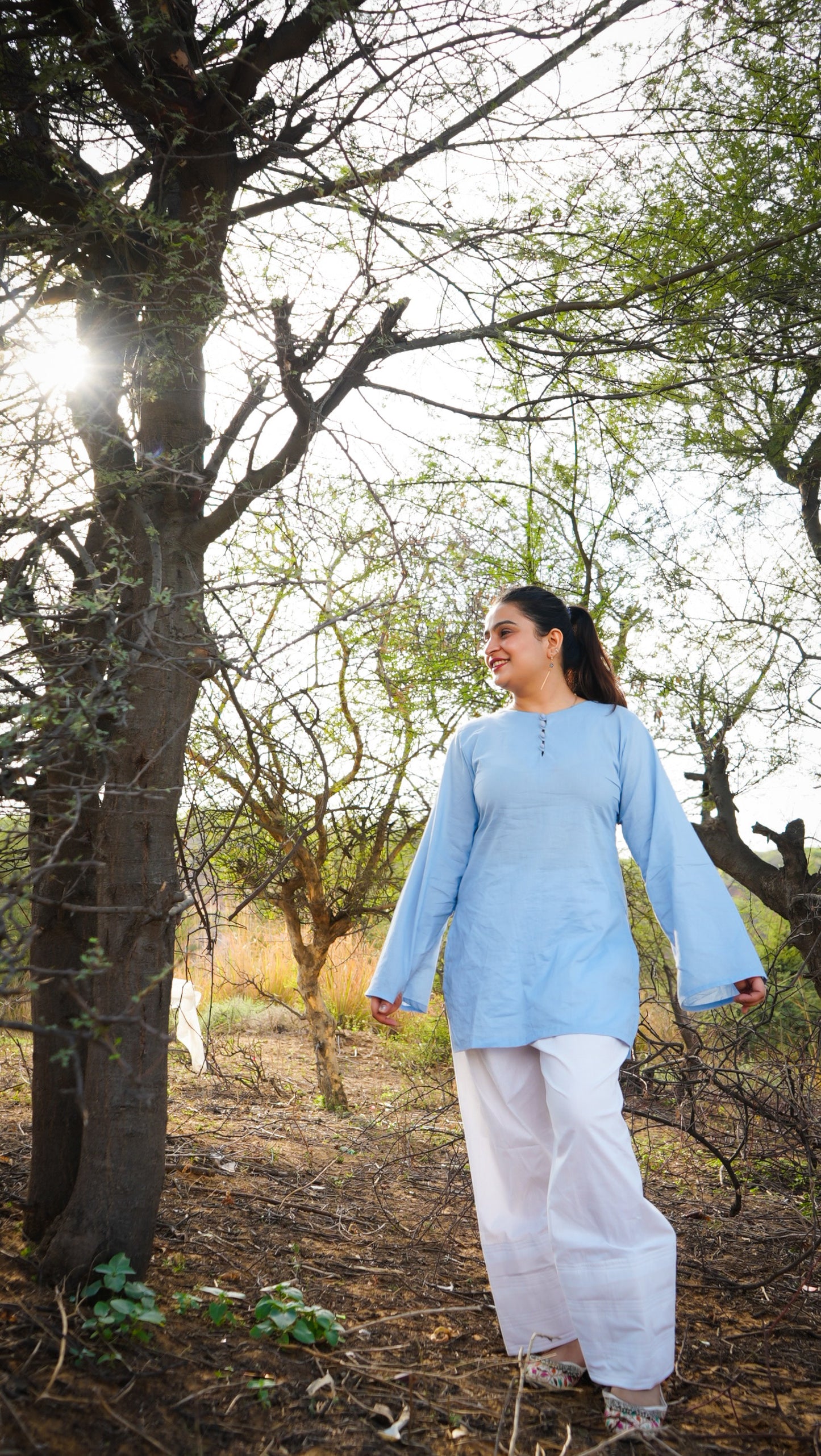 Farshi Mehfil- Blue - Kurti Only
