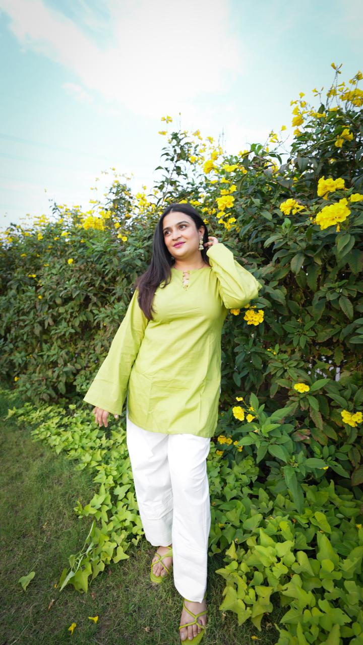Farshi Mehfil - Pista Green - Kurti Only