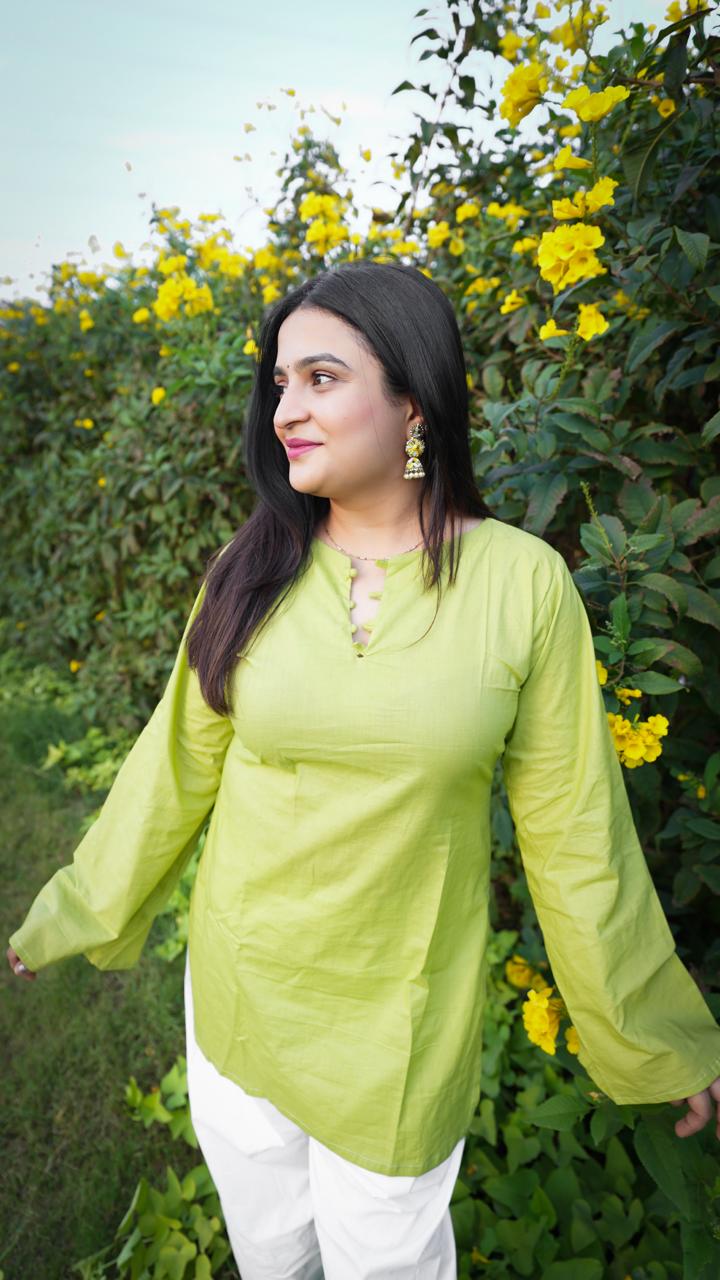 Farshi Mehfil - Pista Green - Kurti Only